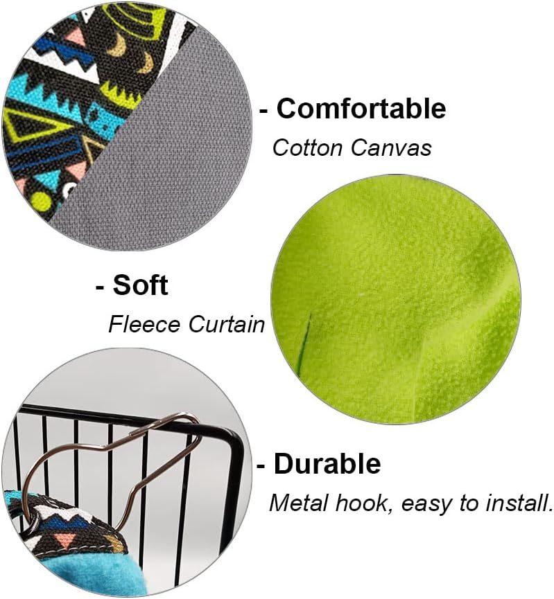 RIOUSSI Guinea Pig Hideout Hideaway Corner Fleece Toys Cage Accessories with Reversible Sides, Geo/Gray-Green