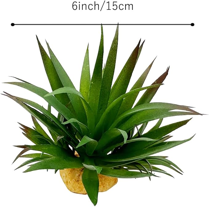 Smoothedo-Pets Reptile Artificial Plants Succulent Terrarium Decorative Desert Rainforest Plant Lizard Beard Chameleon Gecko Snake Amphibious Sea Turtle Tank Accessory (Agave-Set)