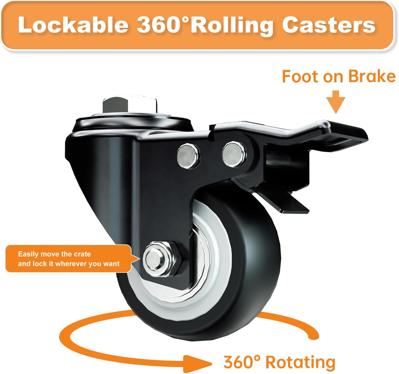 42 Inch Heavy Duty Dog Crate with Wheels,Indestructible Escape-Proof Dog Kennel with Locking Latch and Double Door,Extra Large XL XXL Crate Indoor for Large and Medium Dog with Removable Tray