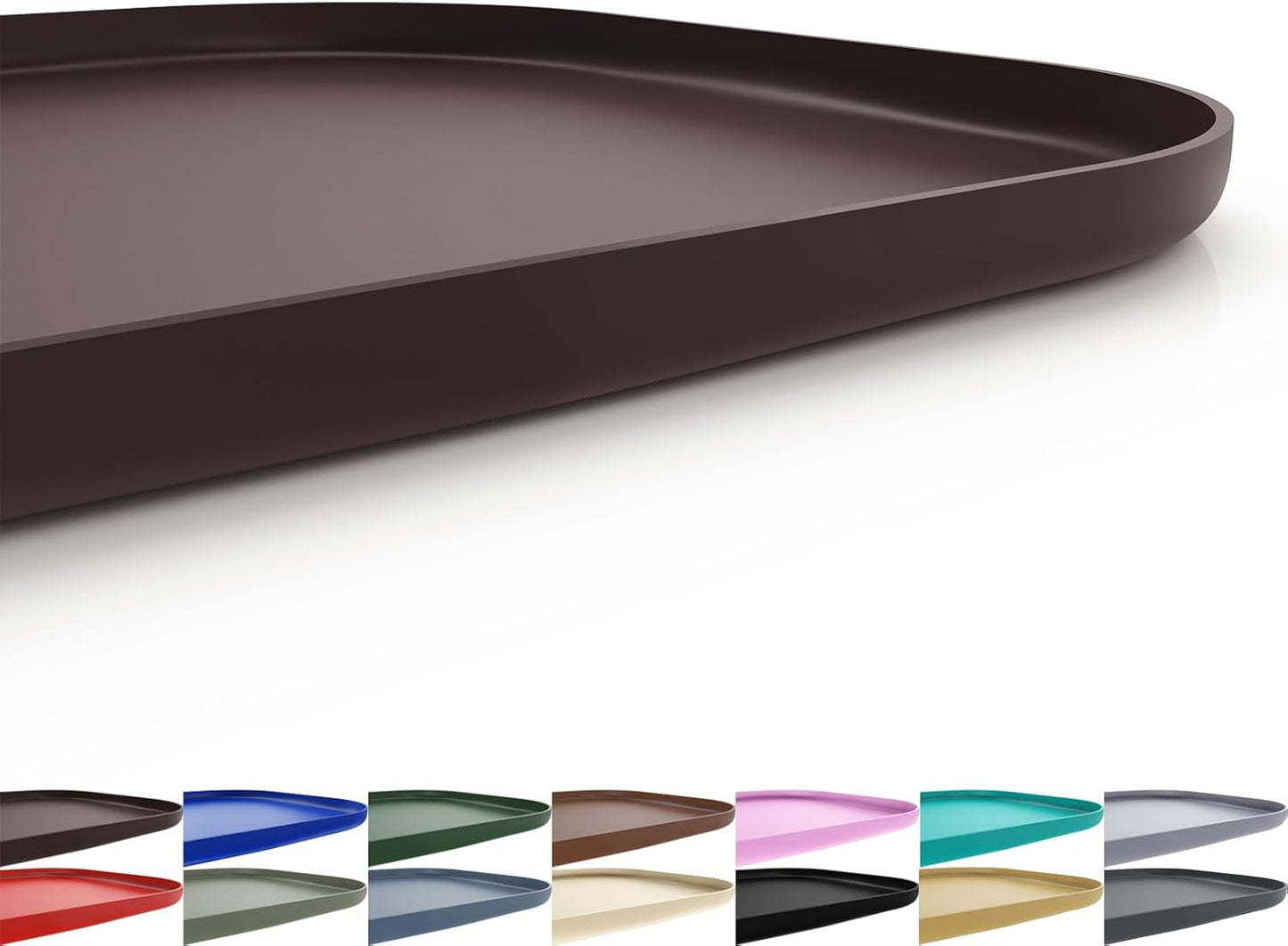 Silicone Pet Feeding Mat with Raised Edge for Food and Water, Dog Bowl Mats, Cat Bowls Placemat with High Lip for Floor Waterproof, Rubber Tray for Cats and Dogs 24 x 16 x0.8 Dark Brown