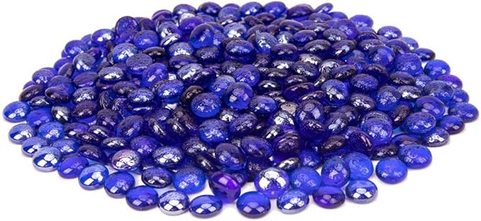 18 LB Fire Glass Beads Fireglass Drops for Gas Fire Pit Fireplace Cobalt Blue Luster Reflective Decorative Glass Gems Rocks Pebbles Stone for Vase Fillers Aquarium Fish Tank Decoration (Cobalt Blue)