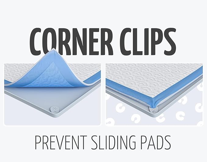 TidyFriend Dog Pee Pad Holder Tray Fits for 30” x 23” Pee Pads with Corner Lock Holes, Raised Edges, Non-Spill, Easy to Clean Silicone Dog Potty Tray Holder, For Indoor Floor Protection (Light Grey)