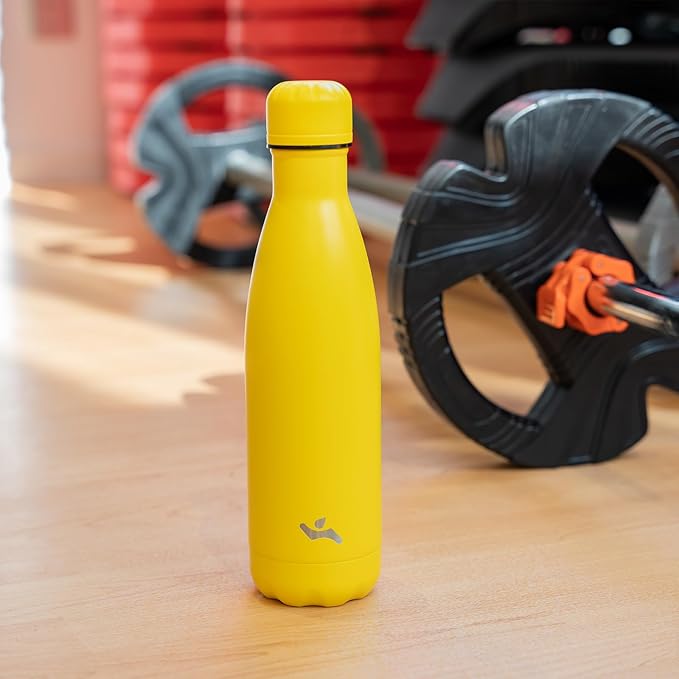 Insulated Water Bottles,12 oz Double Wall Stainless Steel Vacumm Metal Flask for Sports Travel,Yellow