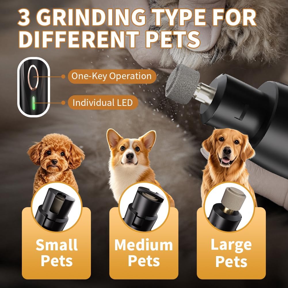 Dog Clippers Grooming Kit with Paw Trimmer, 3 in 1 Low Noise Electric Rechargeable Cordless Pet Shaver with Nail Grinder Dog Hair Trimmer for Dogs Cats and Other Pets