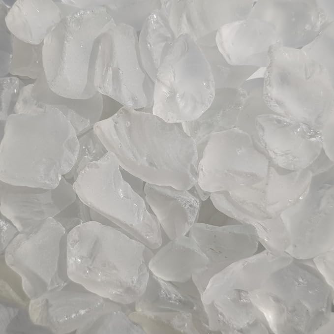 Sea Glass Block - 1LB White Frosted Sea Glass - Vase Filler and Aquarium Ornament, DIY Craft Supplies for Art, Sea Glass Decor, Beach Weddings, and Home Decor