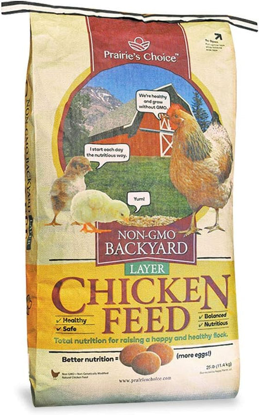 Prairie's Choice Non-GMO Backyard Chicken Feed - Layer Formula, 25lbs