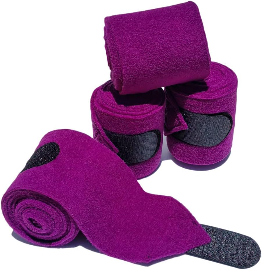 Horse Polo Leg Wraps Soft Fleece Wraps Equestrian Leg Bandage 4-Pack (Purple, Cob(8.2ft))