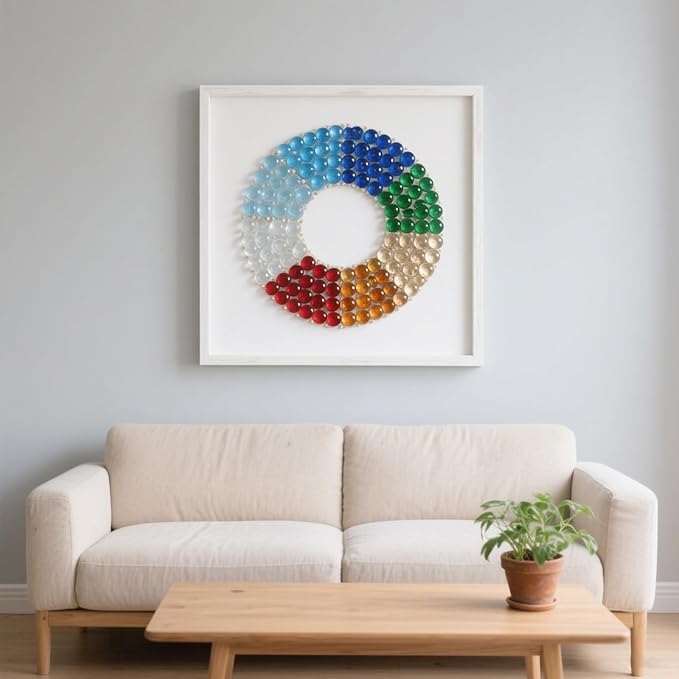 2.16LB Glass Beads Mix Colors Vase Filler Aquarium Gravel Decor Flat Glass Marbles Gems Pebbles Fish Tank Rocks Home Decorative Art Craft - 7 Colors Mixed