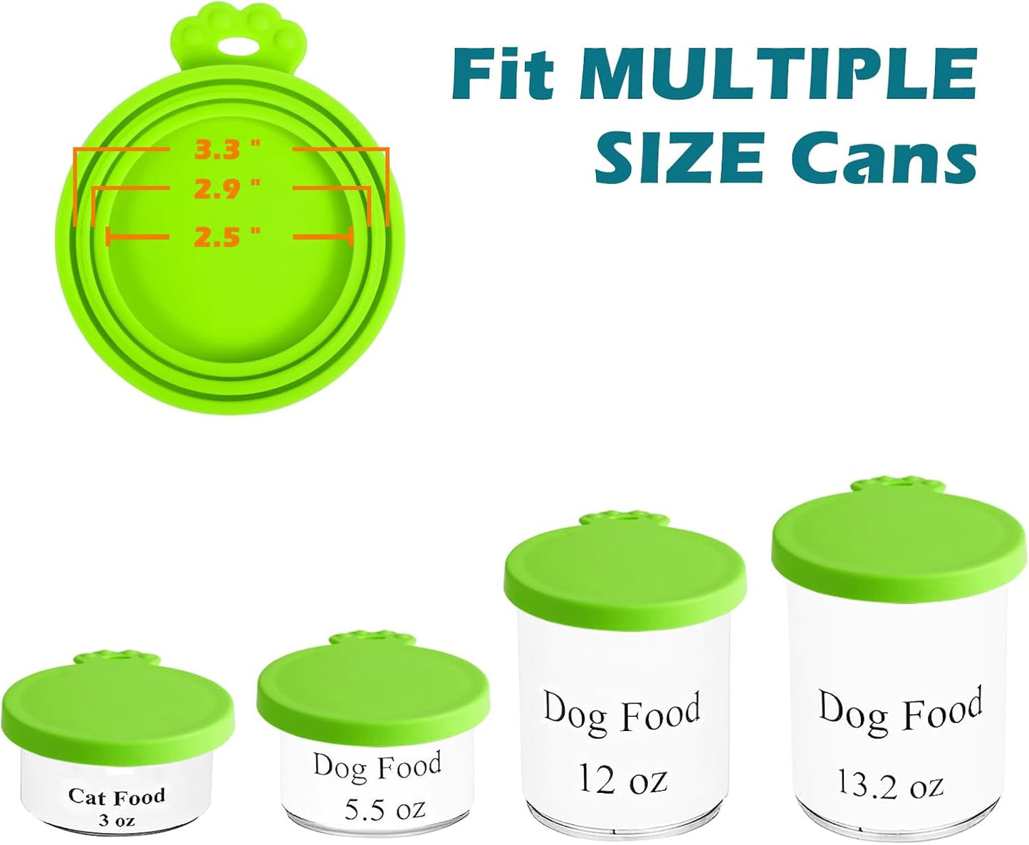 PetBonus 4 Pack Silicone Pet Can Cover Lids, Universal Size for Dog Cat Food, 1 fit 3 Standard Size Can Tops, BPA Free Dishwasher Safe (Blue, Green, Orange, Pink)