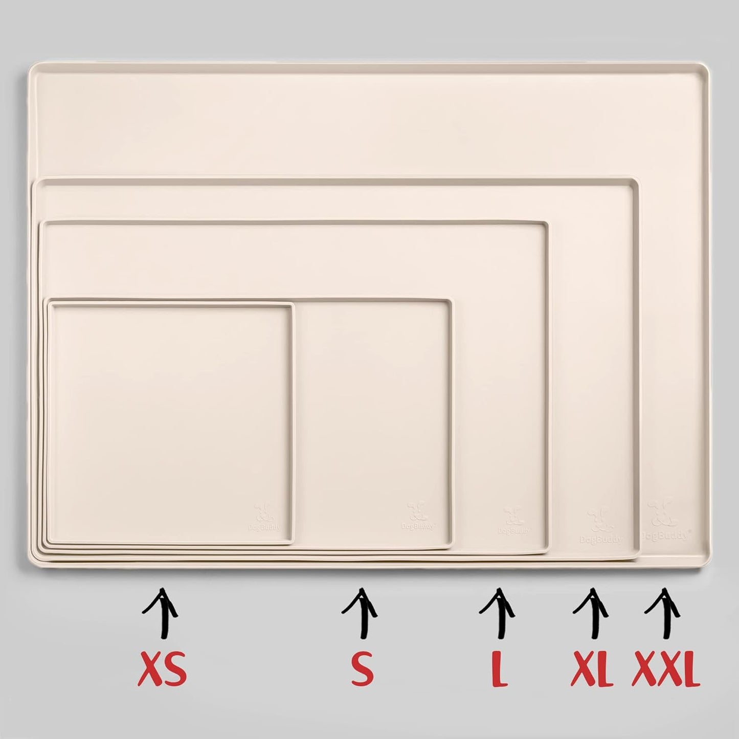 DogBuddy Dog Food Mat – Waterproof Dog Bowl Mat for Food and Water, Silicone Pet Feeding Mats for Floors, Non-Slip Placemat with High Edges for Dogs Bowls, Puppy Essentials (XS: 11" x 11", Vanilla)