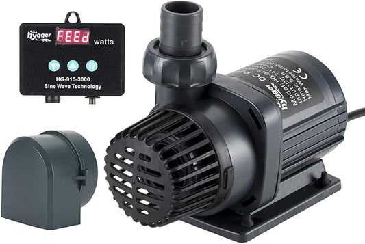 Hygger 24V DC Water Pump with LCD Display Controller - Inline/Submersible Saltwater Aquarium Return Pump for Coral Reef Tank Sump - 2120 GPH