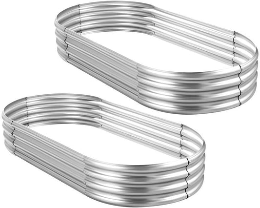 Land Guard 2Pcs Galvanized Steel Raised Garden Bed,8 x 4 x 1 ft Large Metal Raised Planter Beds, Aluminum Raised Garden Bed for Vegetables, 8 x 4 x 1ft(2pcs)