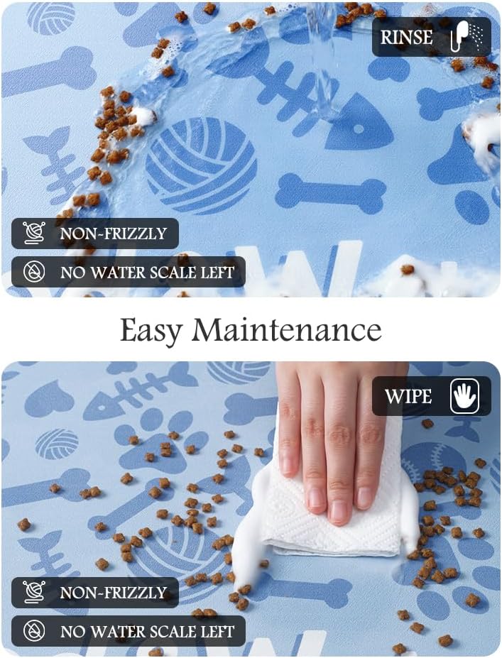 Pet Feeding Mat-Absorbent Dog Mat for Food and Water Bowl-No Stains Quick Dry Water Dispenser Mat-Dog Accessories Pet Supplies-Bowl for Messy Drinkers（Bone,17"x34"