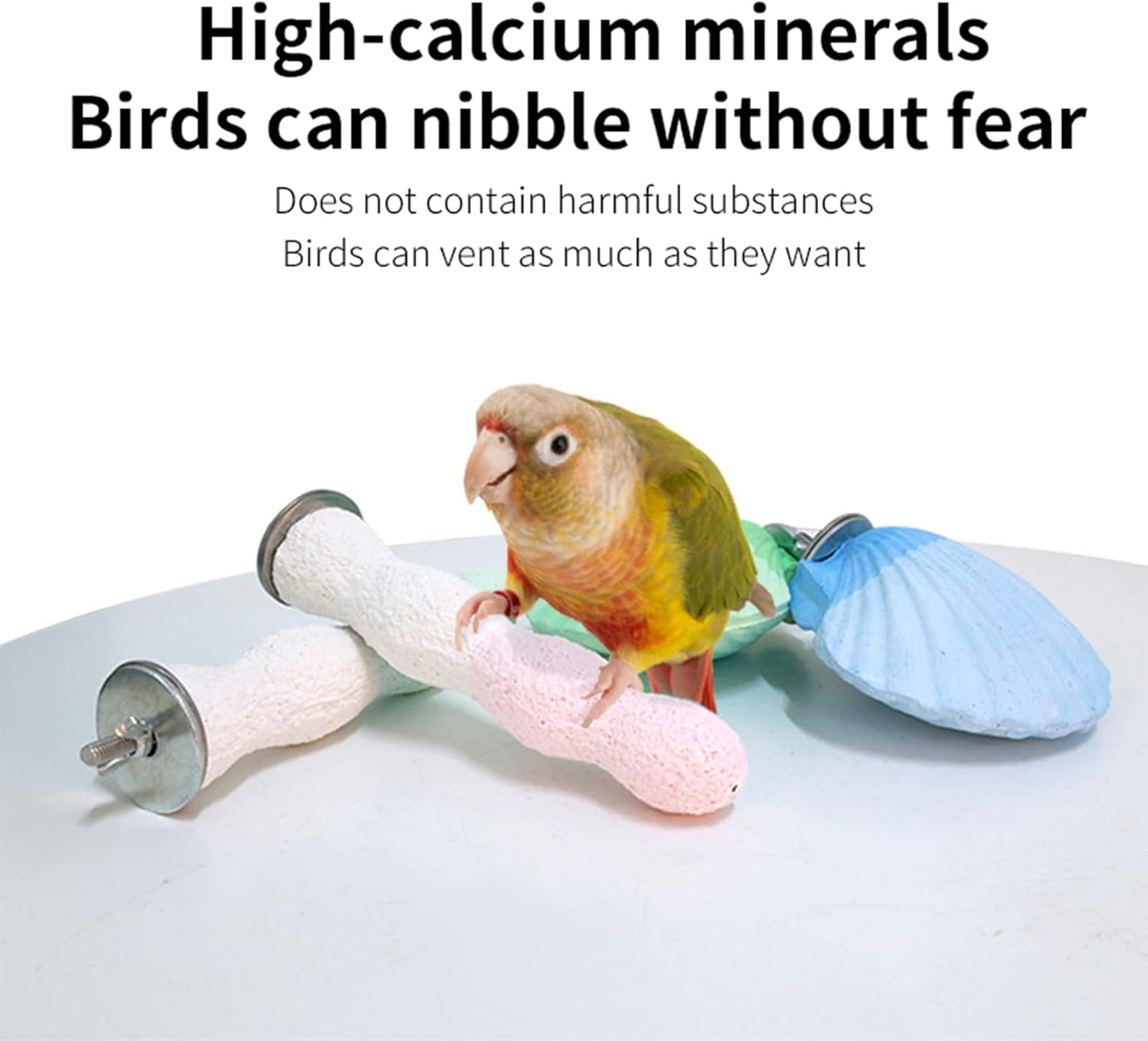 Parrot Perch Bird Perches for Cage Parrot Beak Grinding Stone Rough Surface High Calcium Mineral Colorful Cement Perch Bird Cage Accessories (Purple, Coral)