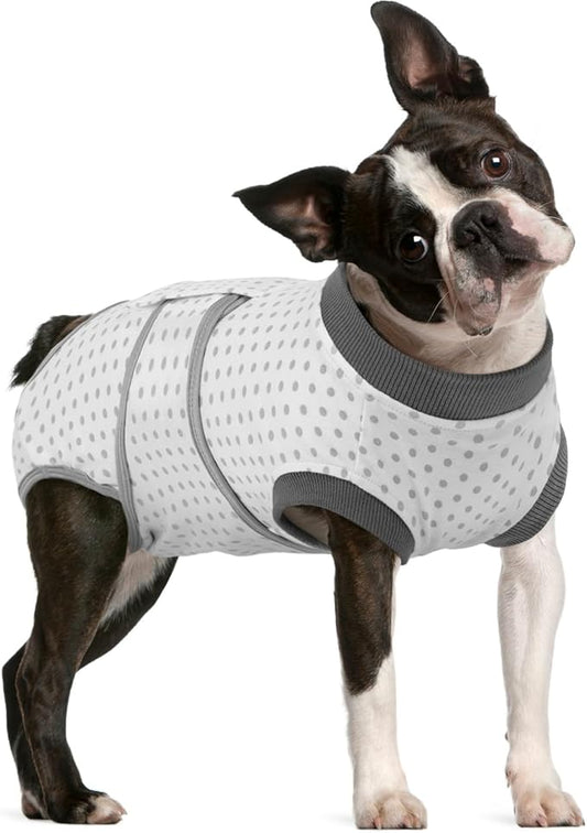 FUAMEY Dog Recovery Suit Male,Dogs Surgery Neuter Suits Puppy Spay Shirts for Female Protect Dog's Skin Anti Licking Abdominal Wounds Doggie Onesie Pet Bodysuit Alternative to Cone Polka Dot L