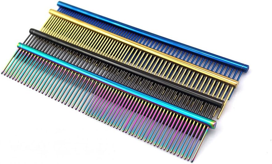 ZoCr Stainless Steel Pet Comb for Dogs Cats, Pet Grooming Comb with Different Spaced Rounded Teeth (Black)