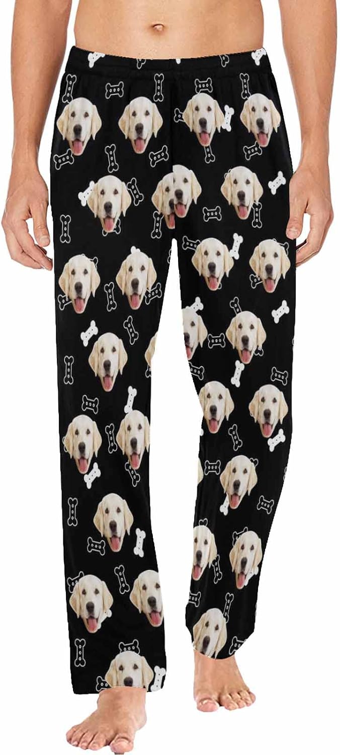 MyPupSocks Customized Face Pajamas Pants Photo Pajama Bottoms for Men S-XXL