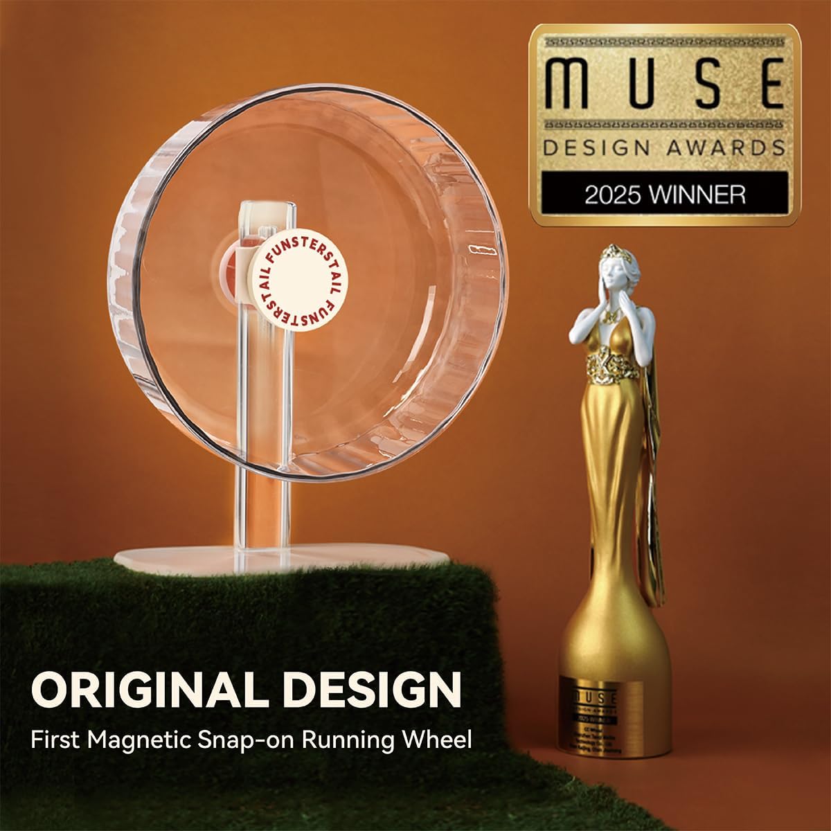 Super Silent Hamster Wheel 10.4 Inch, Magnetic Large Rat Wheel for Chinchilla, Gerbil, Guinea Pig, Cat, Mouse, Sugar Glider and Dwarf, Syrian Hamster Accessories (Cream White)