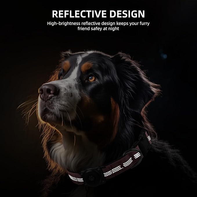 Upgraded AirTag Dog Collar, IP68 Waterproof Air Tag Dog Collar Holder, Reflective, Ultra-Durable, Comfortable Padded, Heavy Duty Dog Collars for Small Medium Large Dogs (M (12.6"-17.1"), Pink)