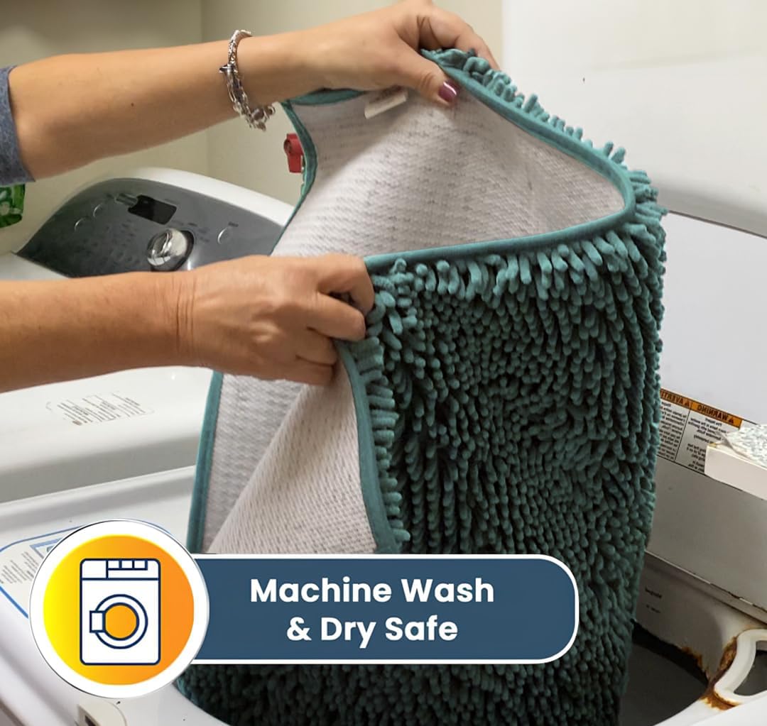 Muddy Mat® Original Dog Door Mat for Muddy Paws, Super Absorbent Microfiber, Non-Slip Washable Pet Rug, Quick Dry Chenille Entryway Carpet, Machine Washable Indoor Outdoor mat, Seafoam Green 48"x60"