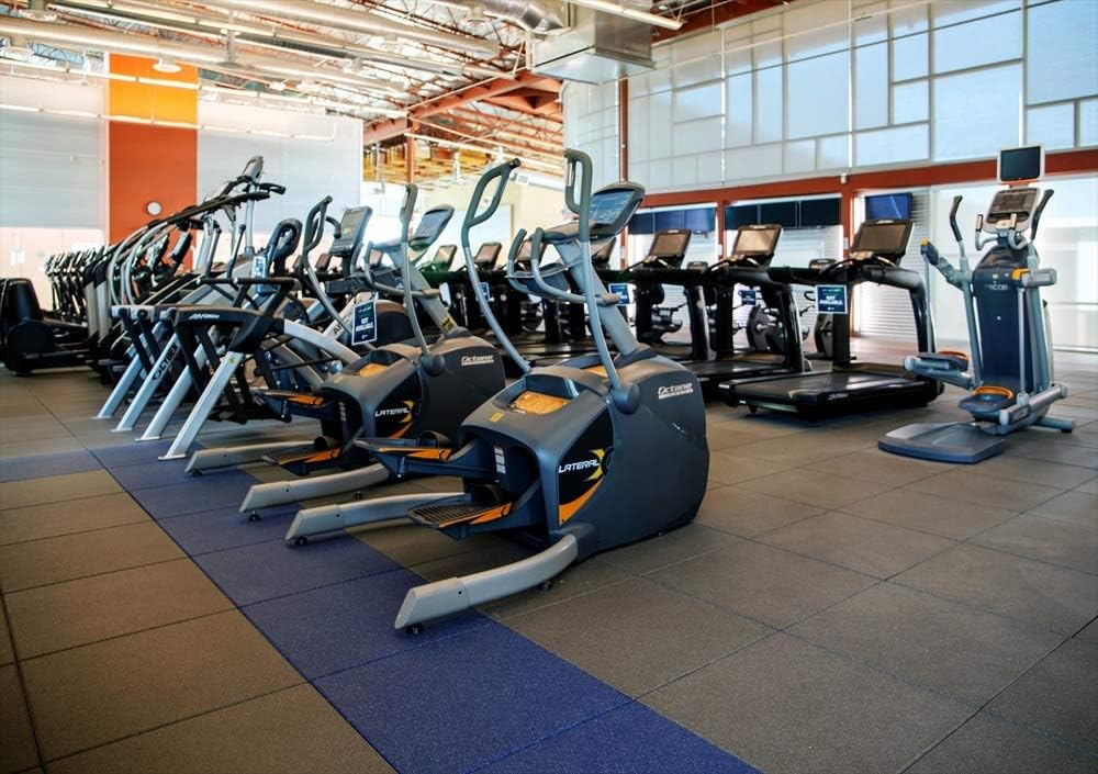 American Floor Mats - Extreme Rubber Gym Tiles - 1 Inch Thick Colorful Rubber Gym Mats - Superior Shock and Sound Absorbing - 35% Orange/Grey/White - 100 Mat Pack (Covers 400 Sq Ft)