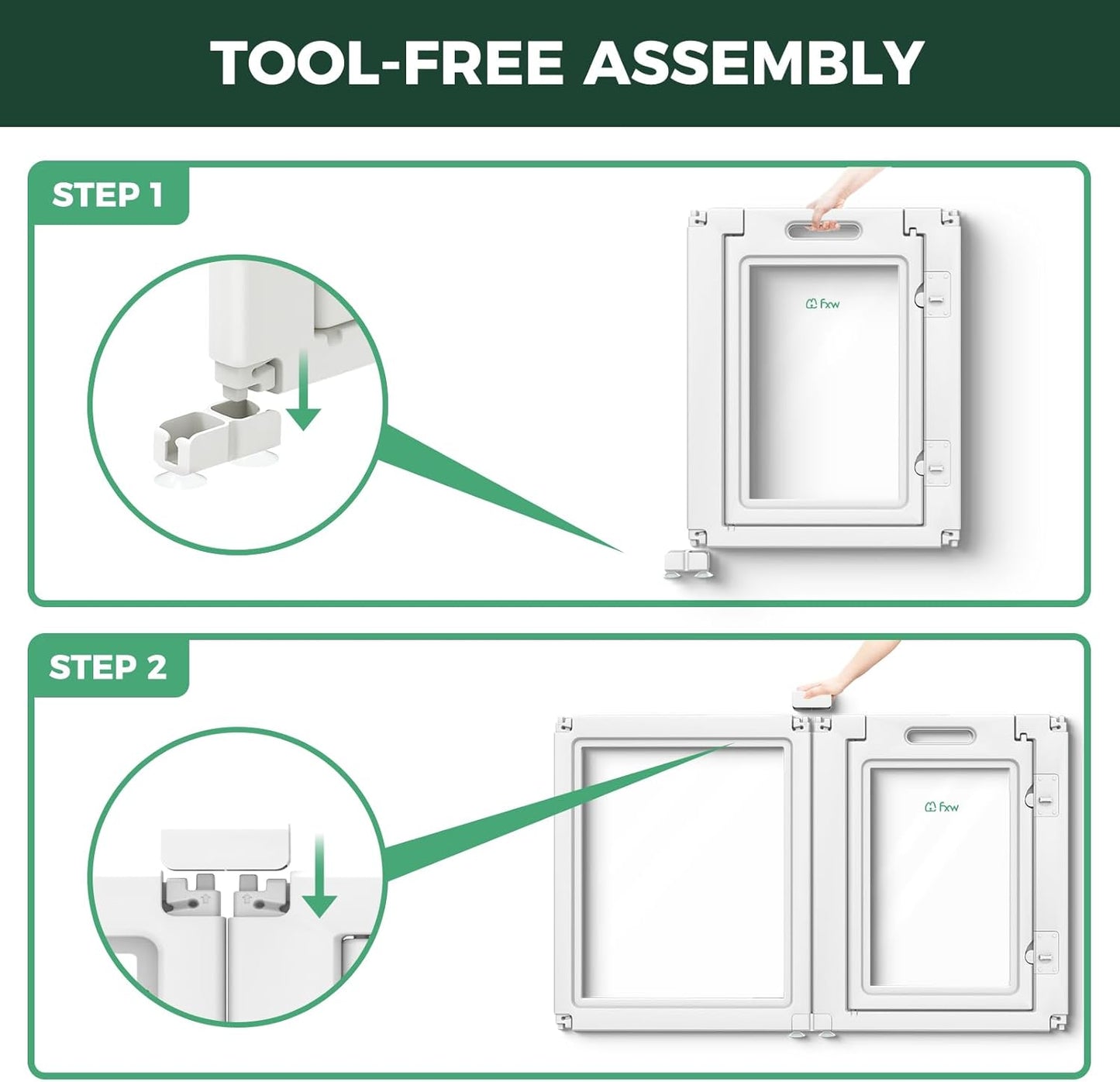 FXW AuraSpace Acrylic Indoor Unleashed Dog Playpen for Small and Medium Dogs, 30 Inch, 12 Panels, White