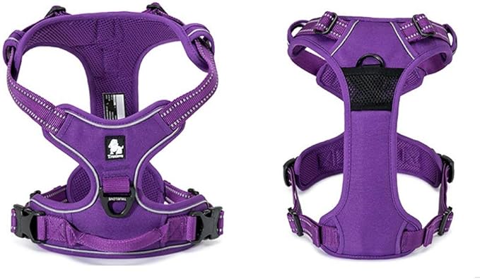 TRUE LOVE Adjustable No-Pull Dog Harness Reflective Pup Vest Harnesses Comfortable Control Brilliant Colors Truelove TLH5651(Purple,L)