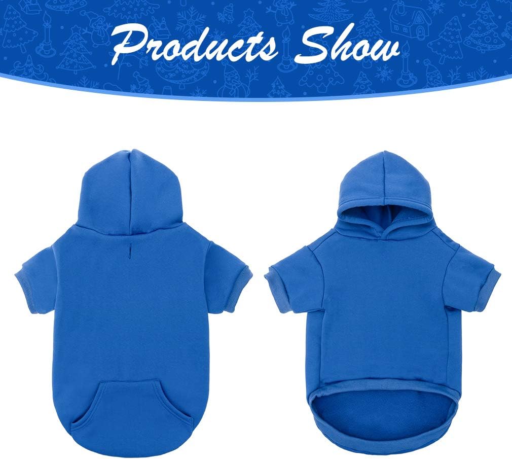 KOOLTAIL Basic Dog Hoodie - Soft and Warm Dog Hoodie Sweater with Leash Hole and Pocket, Dog Winter Coat, Cold Weather Clothes Sweatshirt for Small Medium Large Dogs Puppy Cat Boys Girls Blue M