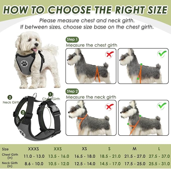 SlowTon Dog Seat Belt Harness for Car, Dog Car Harness Adjustable Mesh Breathable & Dog Seatbelt Safety Tether with Elastic Bungee for Small Medium Large Pets(Grey, Double Clip, L)