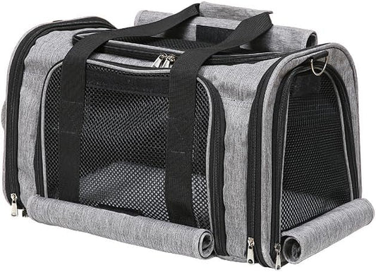 Pet Carrier Bag for Small Medium Cats Dogs Puppies up to 26 Lbs,Steel Frame Dog Carrier,pricacy-Oriented cat Carrier,Collapsible pet Carrier for Easy Storage (Grey, Large:20.9"X12.6"X12.6")