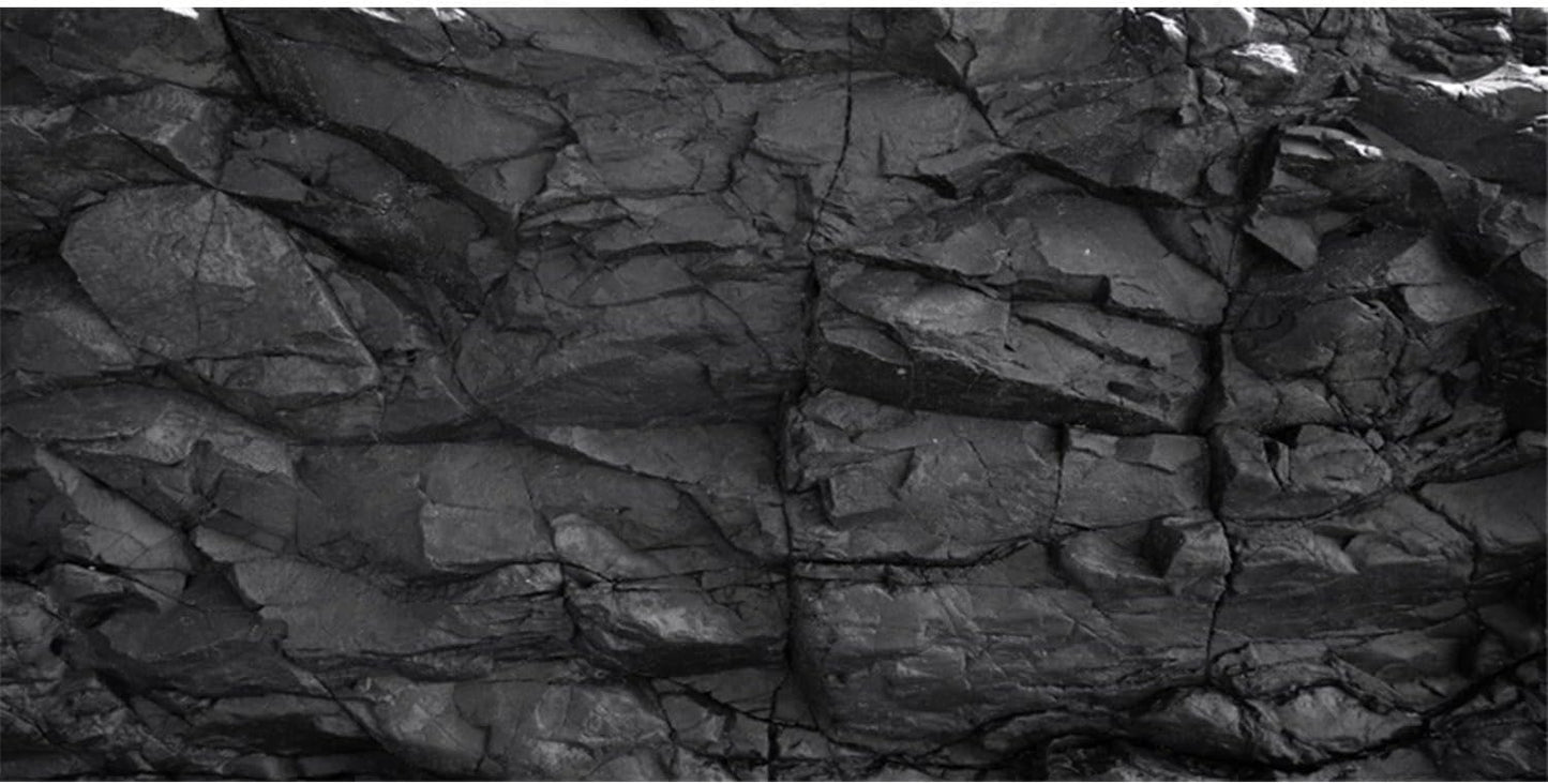 AWERT 48x20 inches Stone Aquarium Background Black Rock Fish Tank Background Rocky Terrarium Background Vinyl