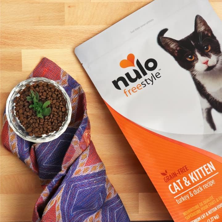 Nulo FreeStyle High Protein Cat & Kitten Food, Turkey & Duck Recipe - Natural Grain-Free Dry Cat Food with Omega Fatty Acids & Probiotics, 14 lb Bag