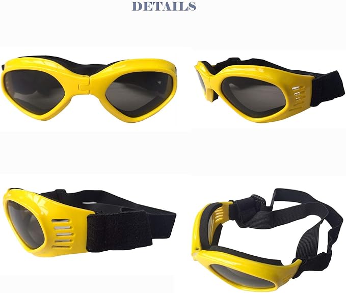 LECONPET Small Dog Sunglasses Waterproof Windproof UV Protection Pet Sunglasses Dog Goggles for Doggy Puppy Cat (Yellow)