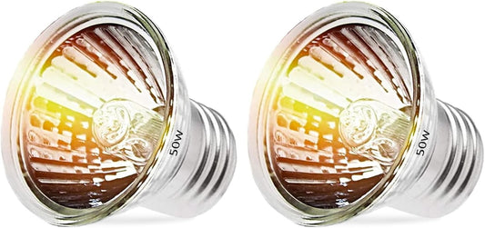 50W Reptile Heat Lamp Bulbs - UVA UVB Bulbs- Light Turtle Heat Lamp for Reptiles and Amphibian Tanks, Terrariums and Cages - 110V Turtle Reptile Heat Bulbs with E26 Screw Cap Base 2-Pack