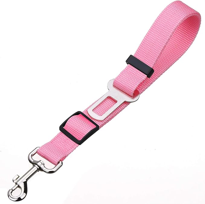 Elisel Elisel 2 Packs Adjustable Length Pet Dog Cat car seat Belt Pet seat Belt Pet Accessories for Dogs Cats and Pets (Pink)