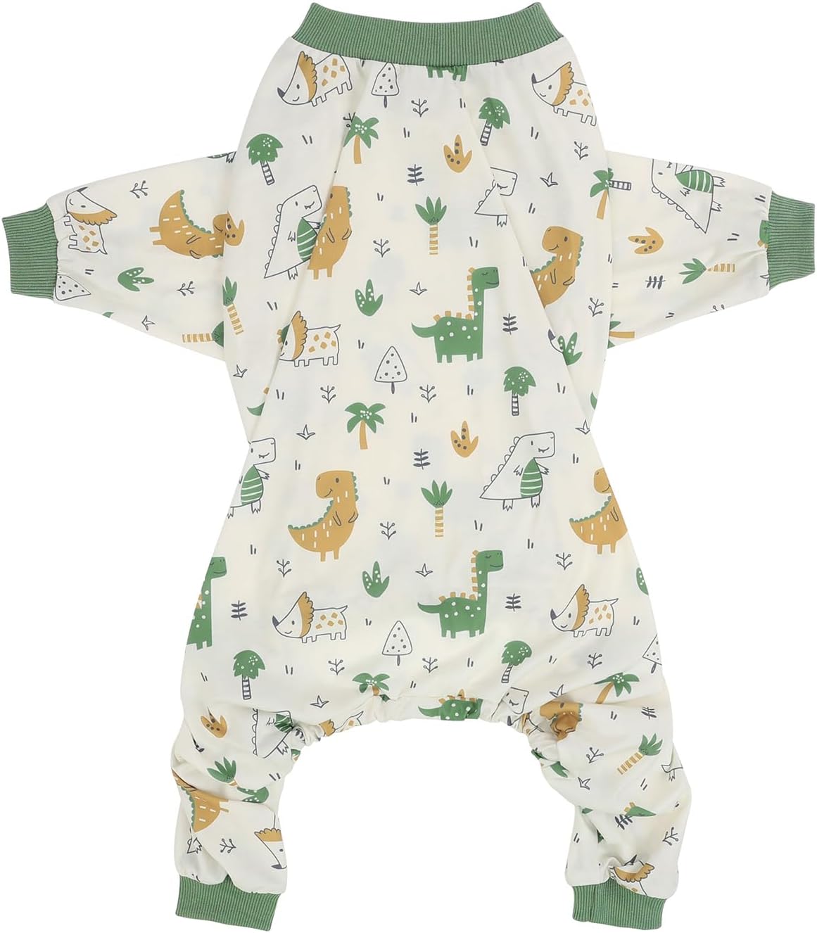 HDE Dog Pajamas One Piece Jammies Jumpsuit Pet Clothes Outfit Stretchy Lightweight Comfy Shirt Pjs for M-3XL Dogs Forest Dinos - L