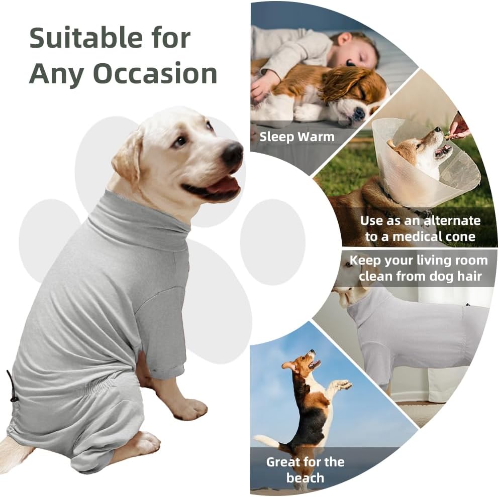 Dog Pyjamas PJS Sweater Clothes and Home Clothing Suitable for Medium to Large Breeds of Dogs, Dog Neutering Suits, Extra-Large Stretch Fabric, Four-Legged Clothes (Thin Gray, 4XL)