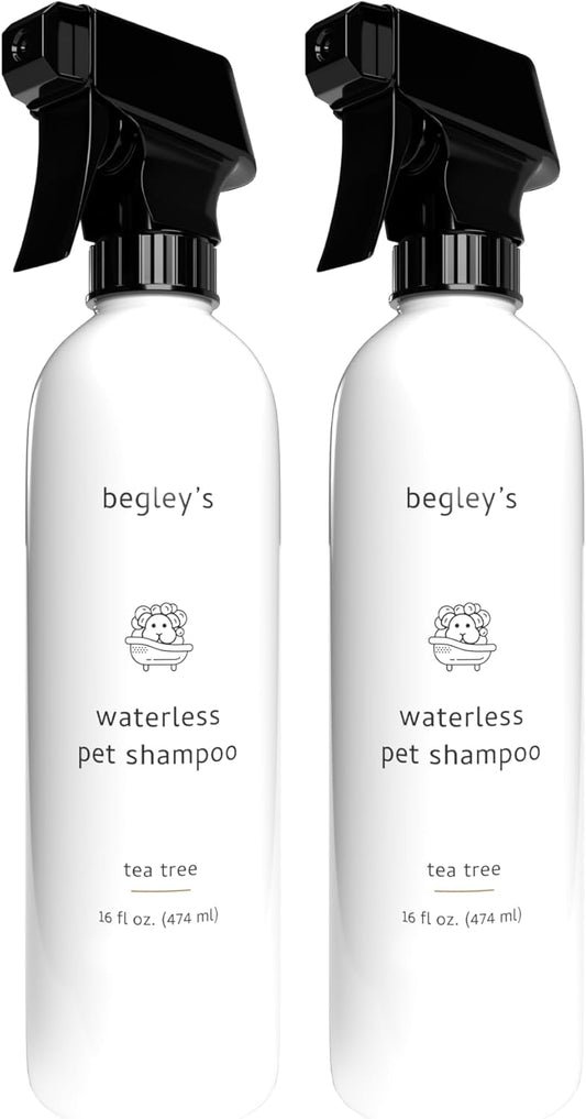 Begley's No Rinse Waterless Pet Shampoo, Bathless Cleaning, Deodorizing, and Odor Removal for a Shiny, Fresh Smelling Coat - Effective for Dogs, Puppies, and Cats - Fresh Tea Tree Scent
