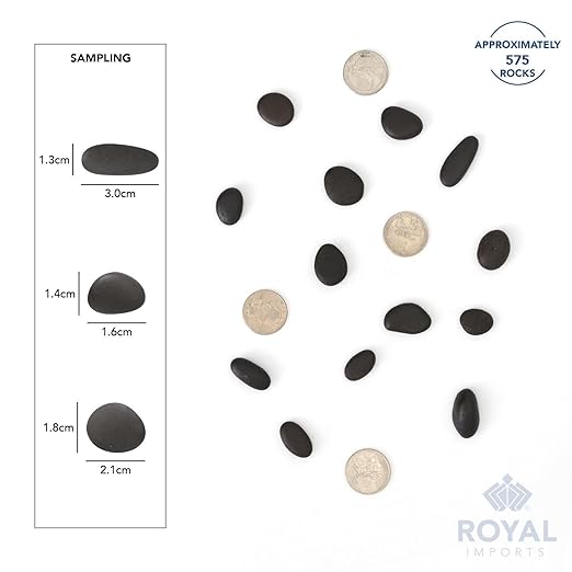 Royal Imports 2LBS River Rocks Decorative Ornamental Pebbles, Garden Landscaping Stones, Gravel Filler for Plants, Vases, Succulents, Home Decor, Aquariums, Crafting, Animal Habitat - Small Black