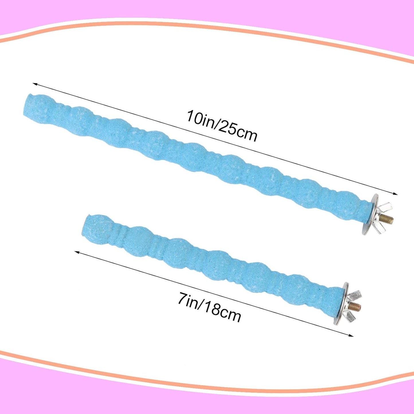 Hypeety 2PCS Bird Wood Perch Stand Paw Grinding Stick Toy Pet Bird Cage Stand Platform for Bird Parrot Budgies Parakeet Cockatiels Cage Accessories (7in/10in) (Blue)