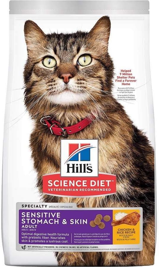 Hill's Science Diet Sensitive Stomach & Skin, Adult 1-6, Stomach & Skin Sensitivity Support, Dry Cat Food, Chicken & Rice, 3.5 lb Bag