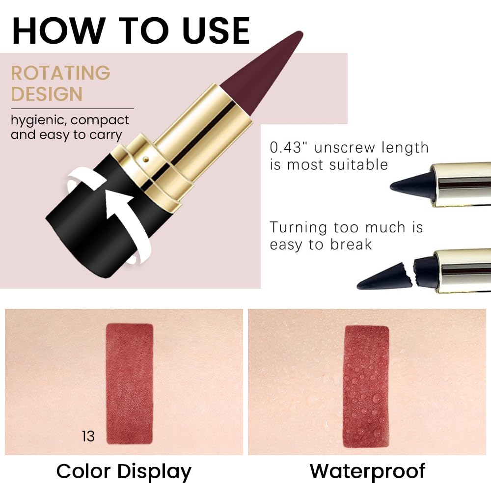 evpct 1Pcs Dark Red Gel Eyeliner Pencil Eye Black Face Paint Stick Makeup Set Waterproof Matte Cream Crayon Eyeliner Pencil Set Cat Eye Liners Eyeshadow Guide delineador de ojos contra el agua