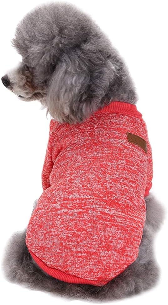 Jecikelon Dog Clothes Dogs Sweater Soft Puppies Clothing Winter Puppy Sweaters Warm Outfit for Dogs Small XXS XS Cat Apparel (Red, XL)