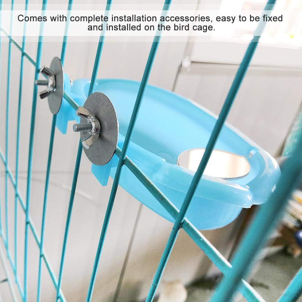 Tnfeeon Pet Bird Bathing Box, Cute Blue Pet Parrot Bathtub Box with Mirror Bird Cage Toy Accessory 7.4x3.9 in for Small Parakeet