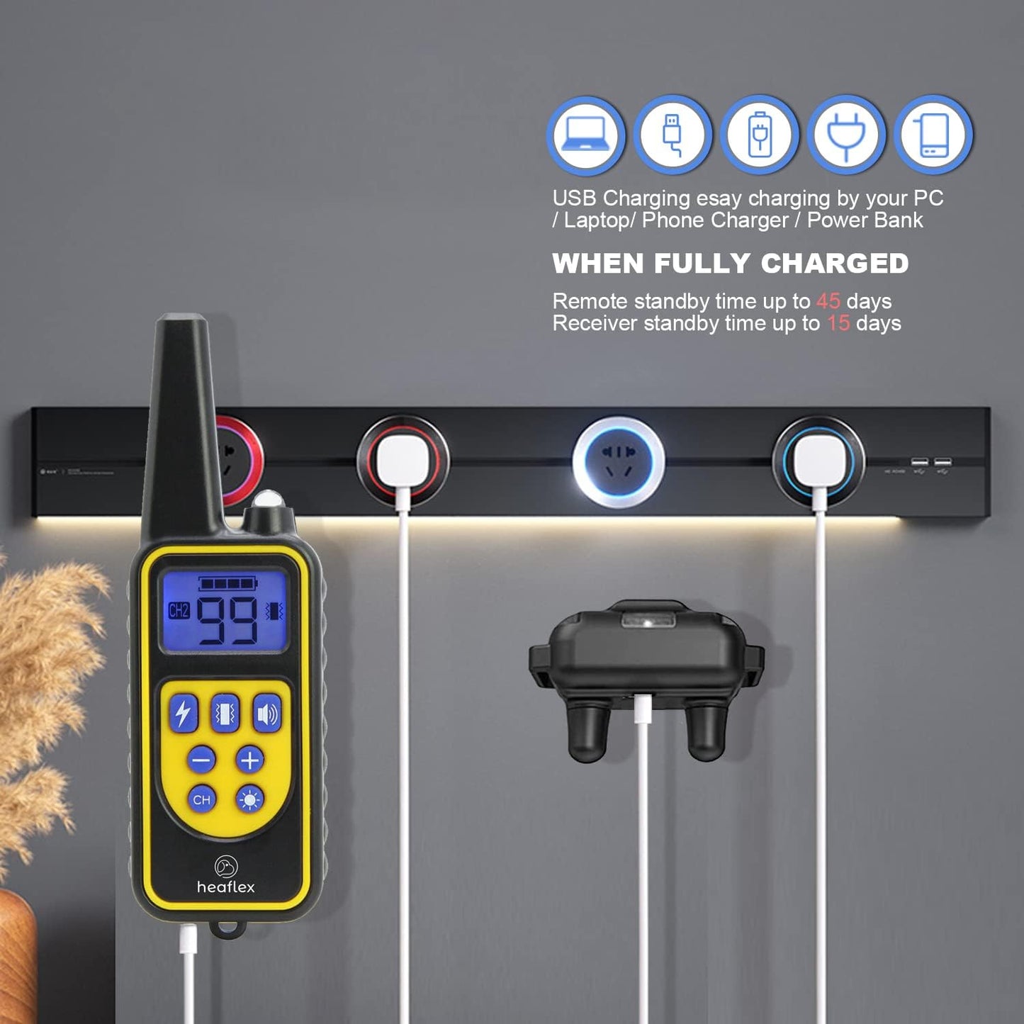 Electric Dog Training Collar with Remote 1640FT, E-Shock, Safe Training Modes, Rechargeable IP67 Waterproof Collars for 2 Dogs