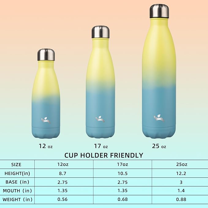 Insulated Water Bottles,12 oz Double Wall Stainless Steel Vacumm Metal Flask for Sports Travel,Sandy Beach