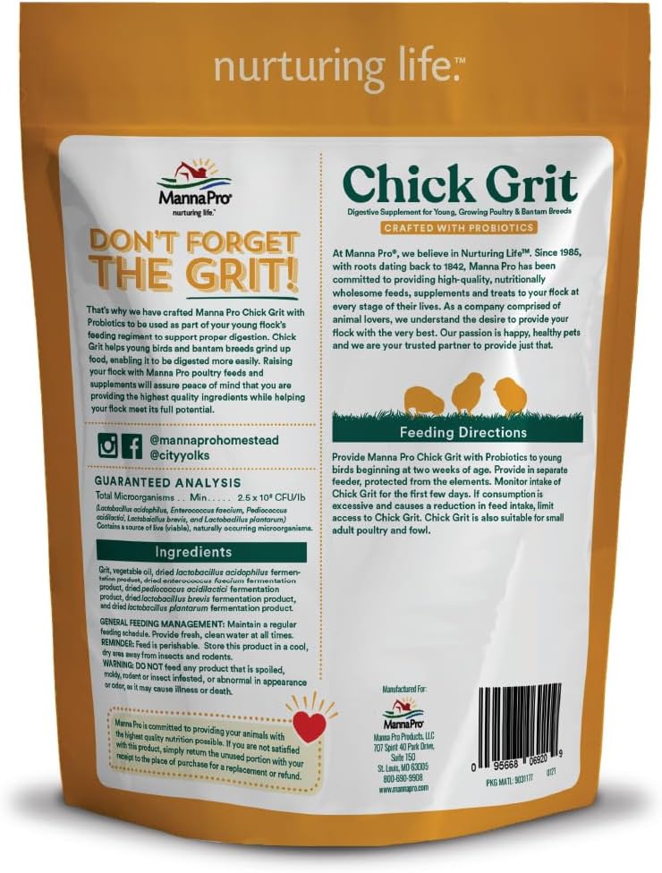 Manna Pro Chick Grit Digestive Supplement for Young Growing Poultry & Bantam Breeds, No Artificial Ingredients or Preservatives, Natural Supplement with Insoluble Crushed Granite, 5 lbs