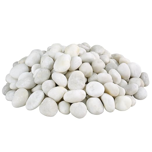 White Pebbles for Indoor Plants 20lbs, 1-2 Inch Natural River Rocks, Hand-Picked Premium Stones for Landscaping and Garden Design, Fish Tank, Flower Pots, Pathways and Backyard