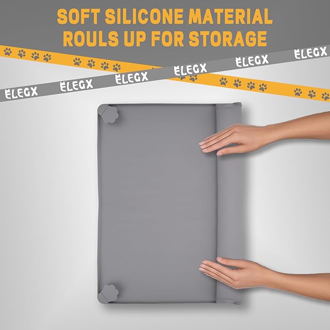 ELEGX Pee Pads Tray 30 X 36 Inches, Silicone Dog Bedpan Tray, High Edge Puppy Pad Holder Tray for Easy to Clean and Spill Free Dog Bedpan Training Pad Tray with Fixing Buckle