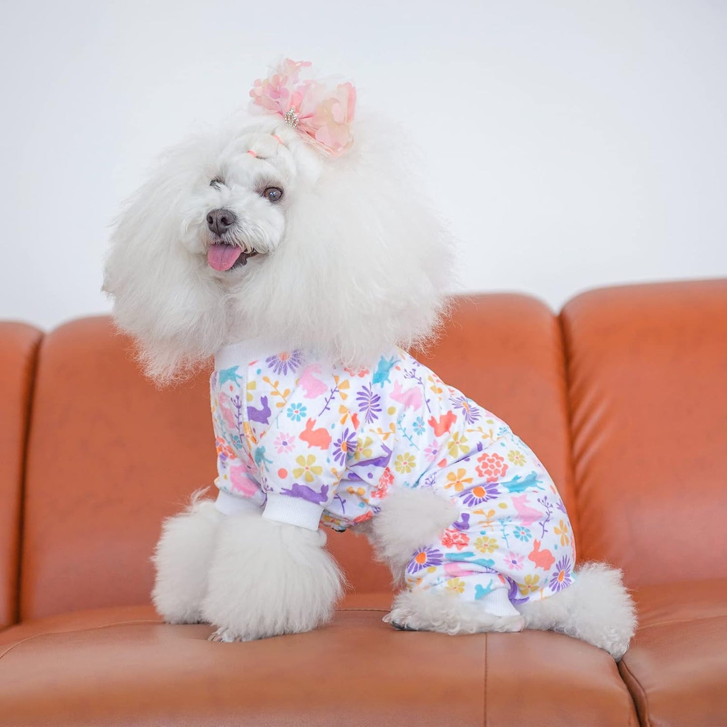 CuteBone Small Dogs Outfit Soft Puppy Onesies Pjs Dog Easter Rabbit Pajamas Pet Coat Cat Apparel Comfy Doggie Jumpsuit Bodysuit for All Seasons P276L